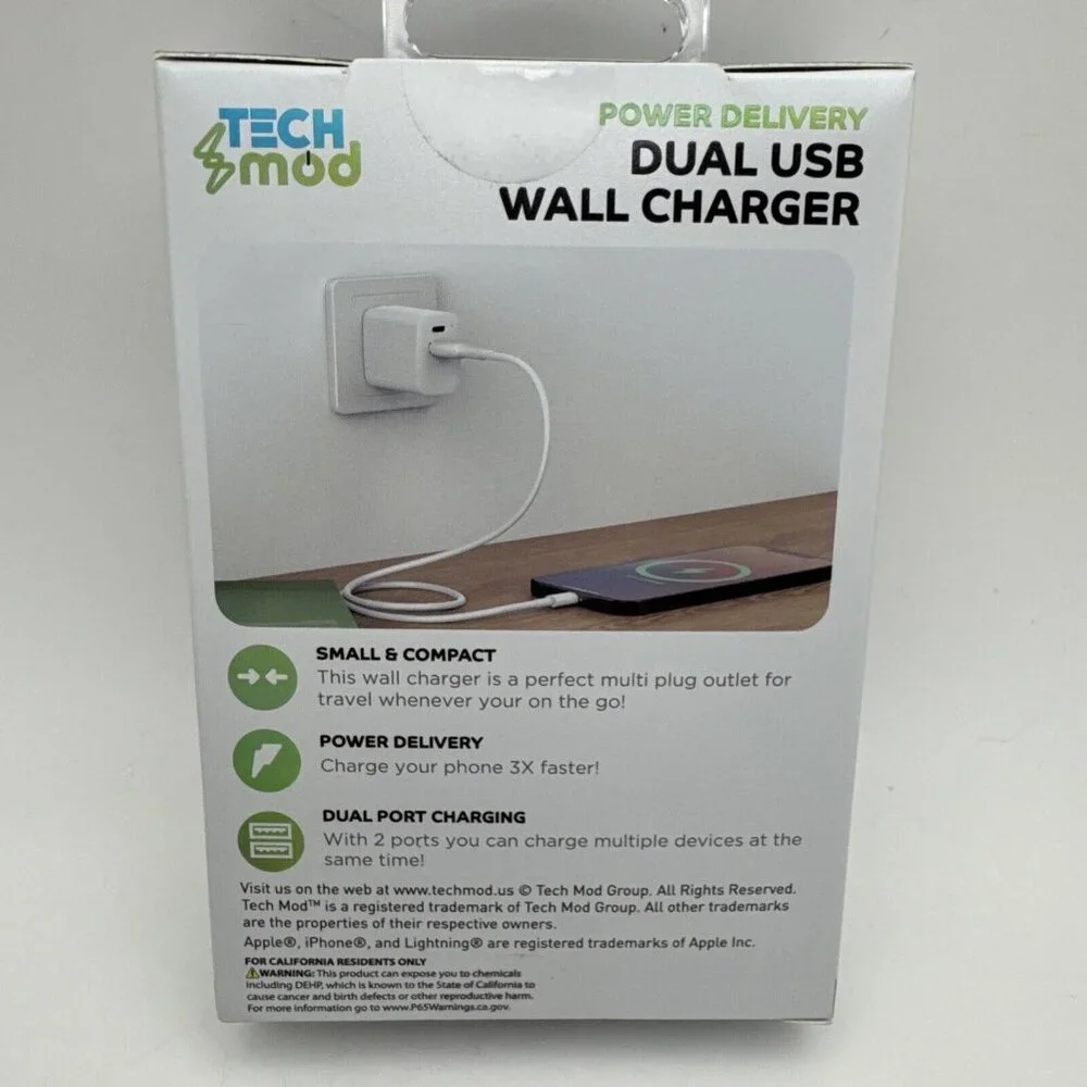 tech mod 20w dual usb wall charger White GR59